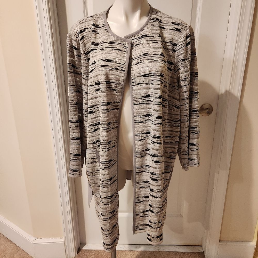 Ming Wang 2X gray long cardigan